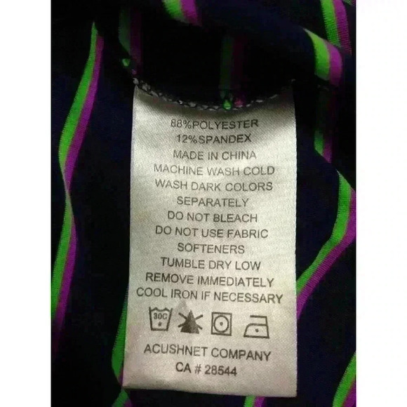 FootJoy FJ Men's Golf Polo Shirt Navy Purple Green Striped Size Large - Picture 5 of 10